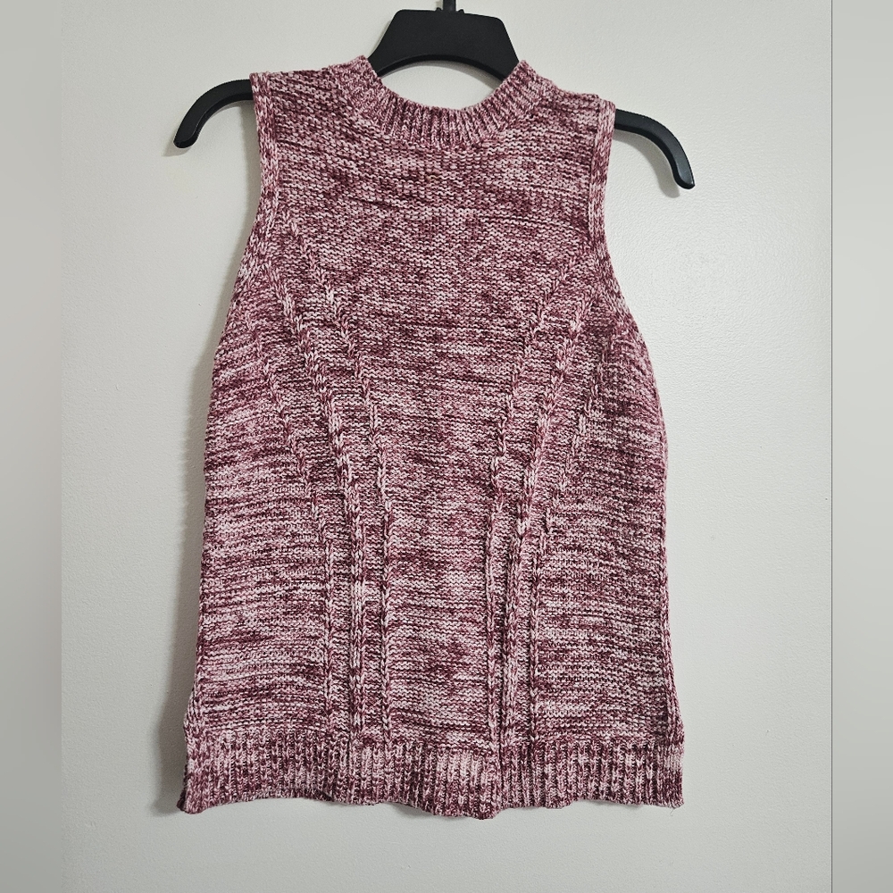 Loft Sleeveless Sweater Vest Pink Coquette Girly Y2K Sz S petite Cotton Blend